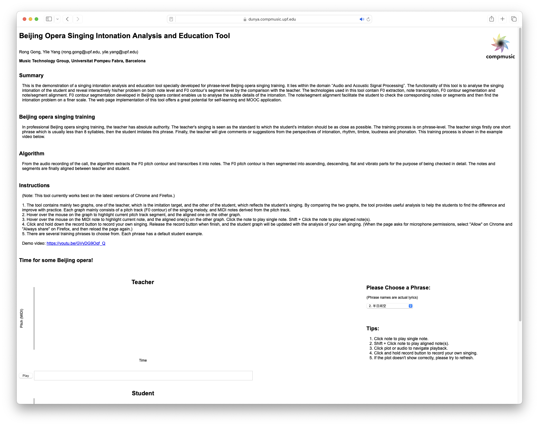 Image of Beijing Opera Singing Intonation Analysis and Education Tool site